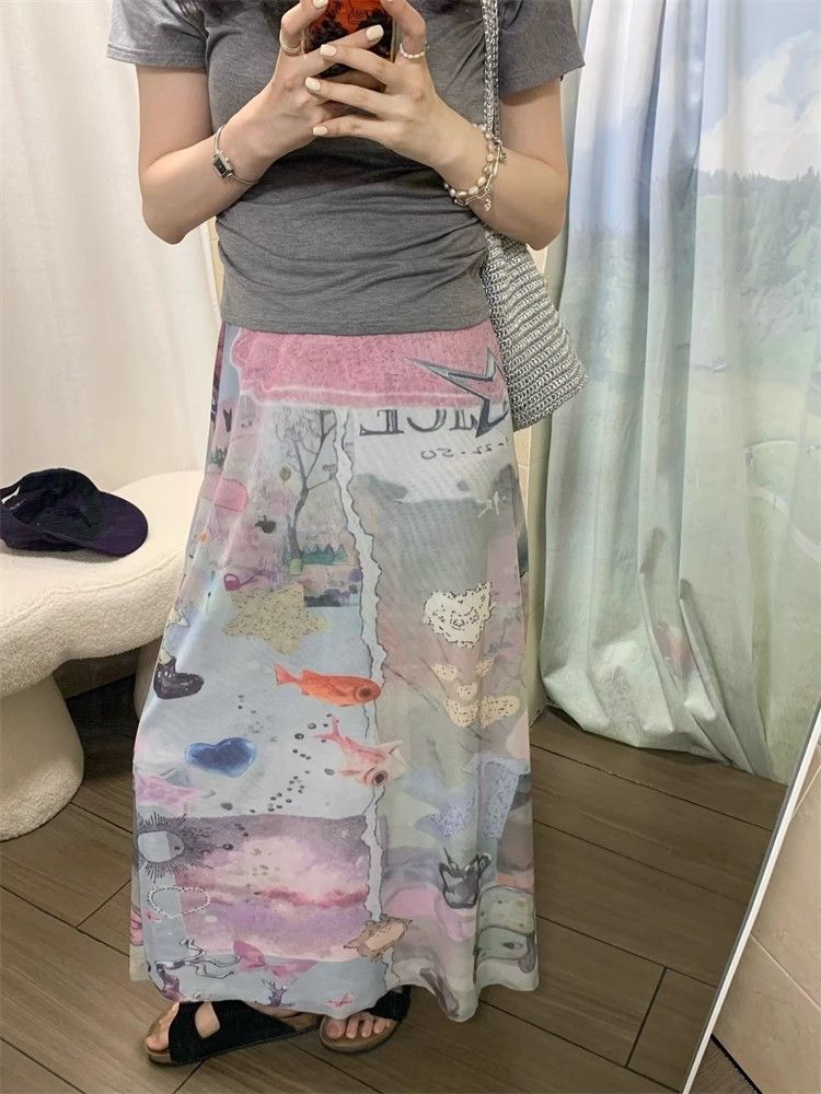 Street Fashion High End - Rok Cetak Desain Elegan Wanita Terbaru