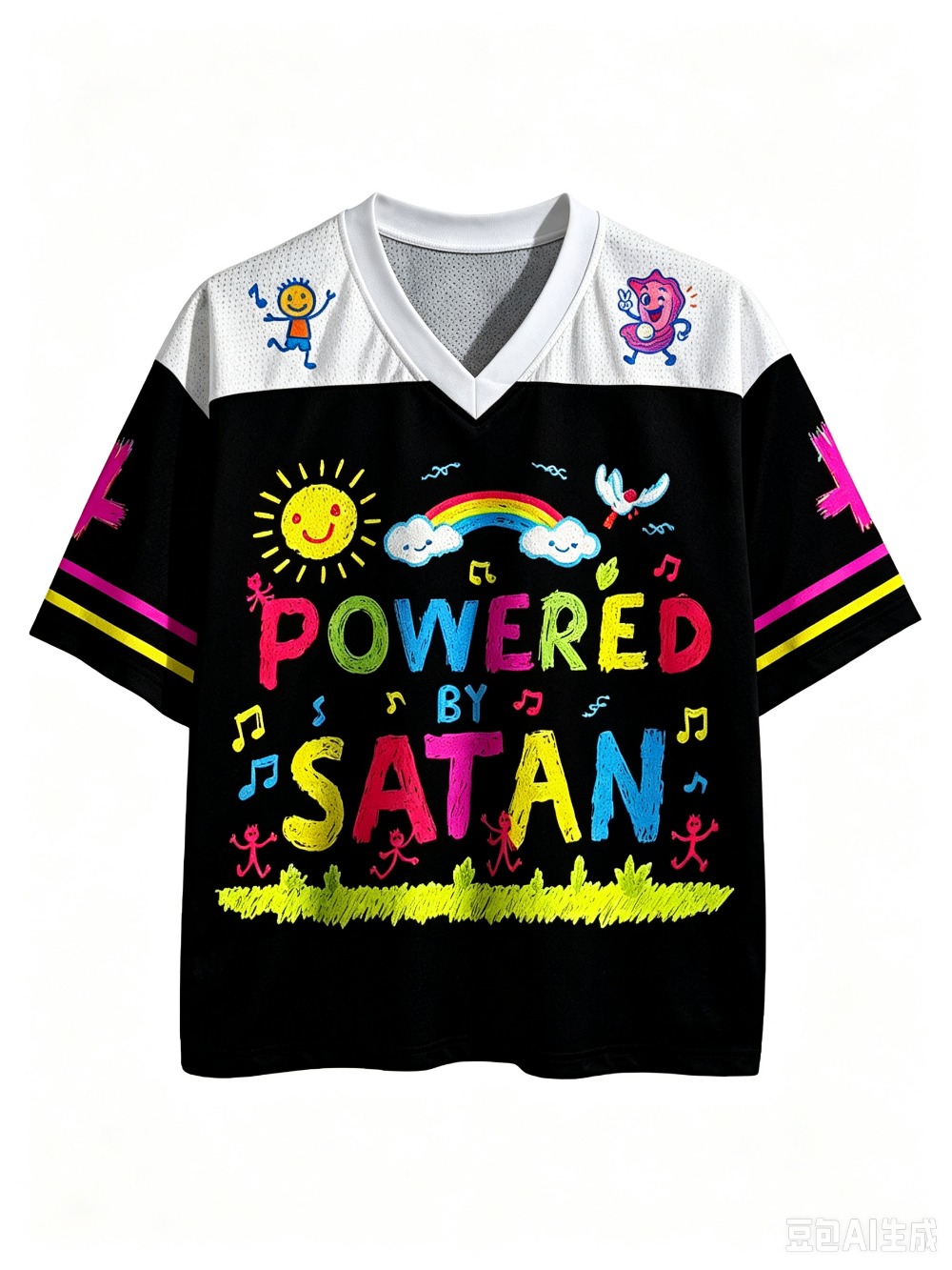 Street Fashion Graffiti - Kaos Pria V-neck Sport dengan Desain