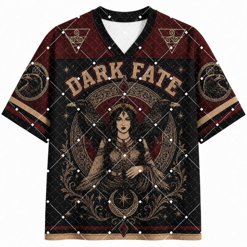 Street Fashion Types - Kaos Jersey V-Neck Motif Dark Fate