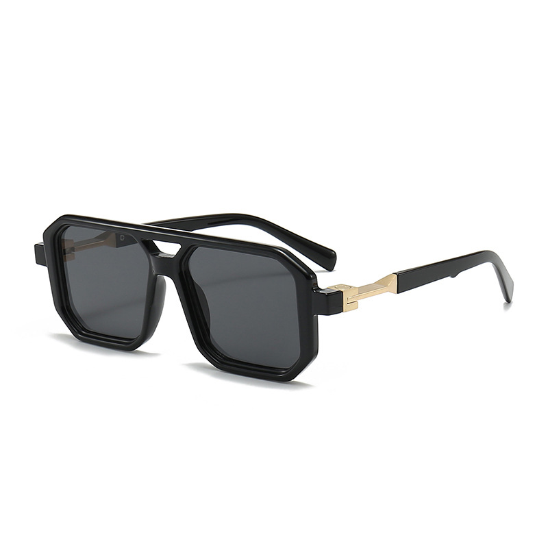 Street Fashion Glasses - Kacamata Hitam Retro Box, Unisex Double