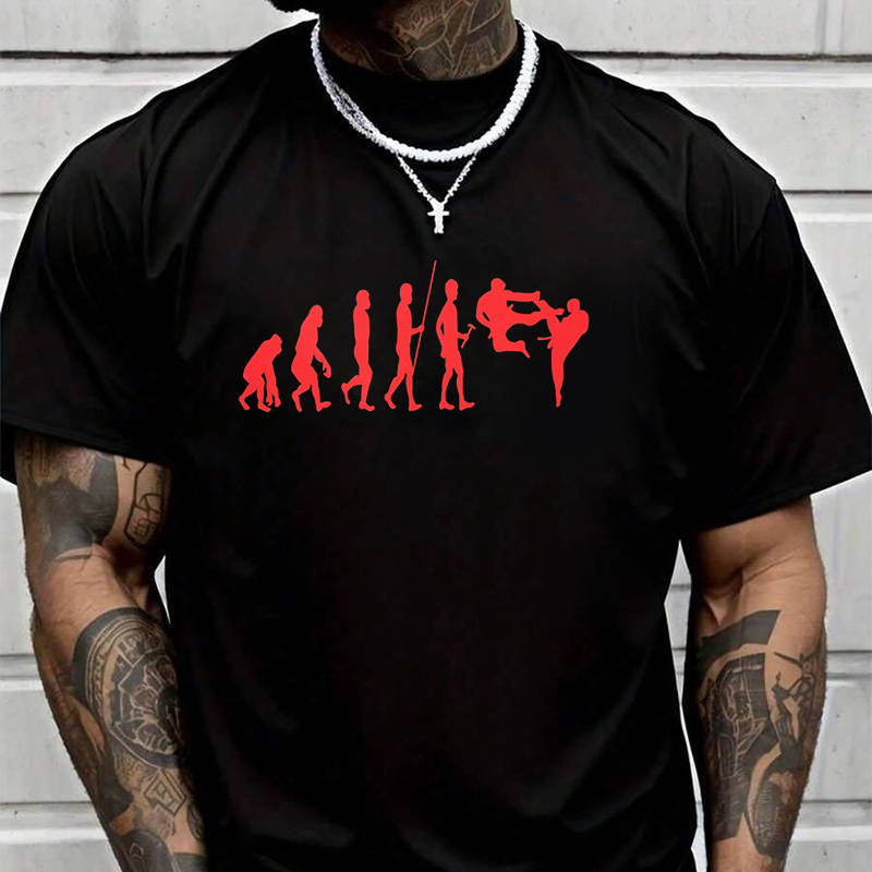 Street Fashion Evolution - Kaos Cetak Grafis Pria Karate Evolution
