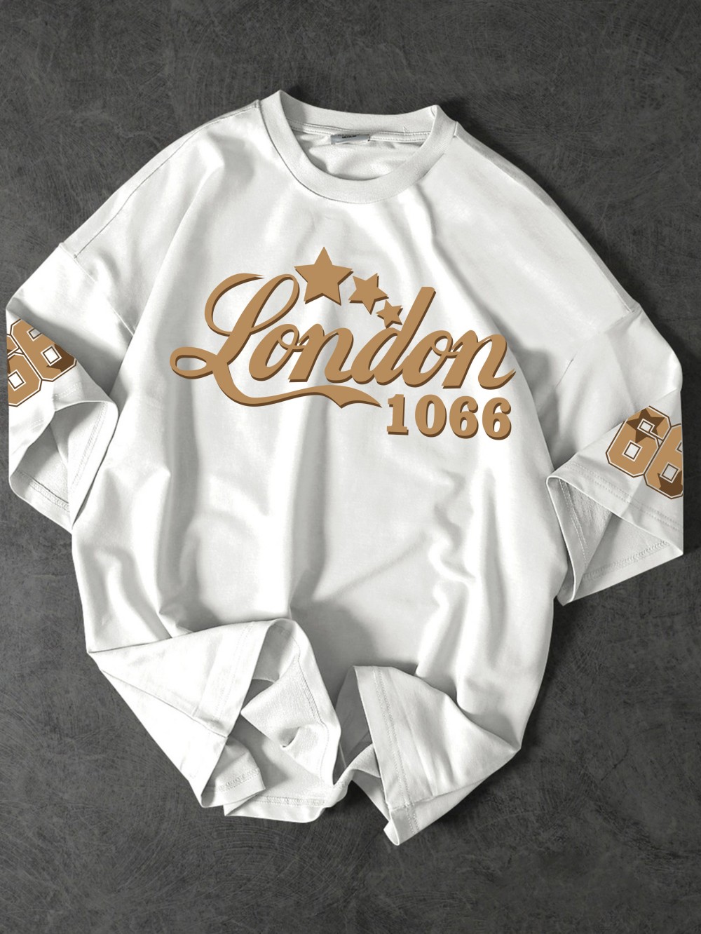 Street Fashion London - Kaus Leher Bulat Bernapas Mikroelastis Cetak