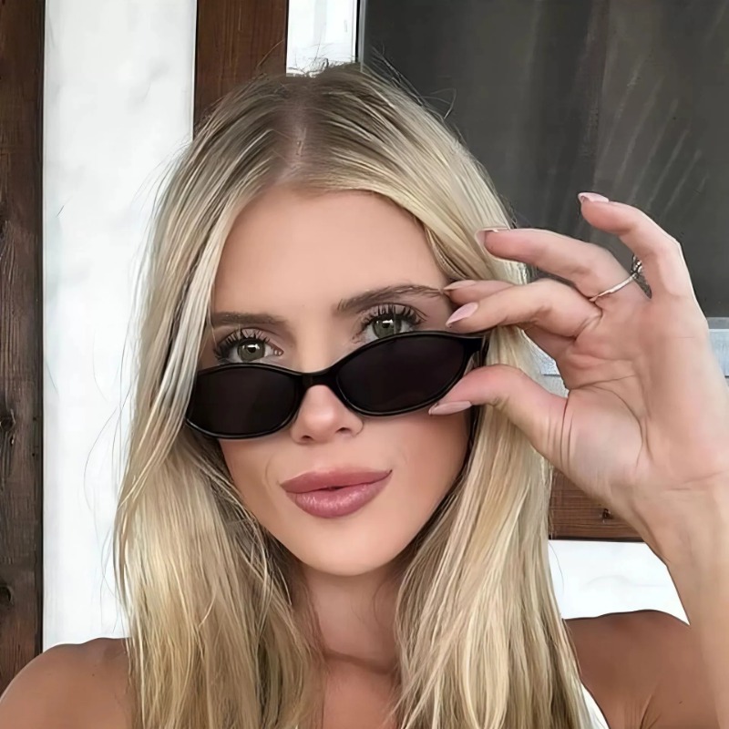 Kacamata Hitam Oval Kecil Retr - Street Fashion Glasses ulasan dan harga