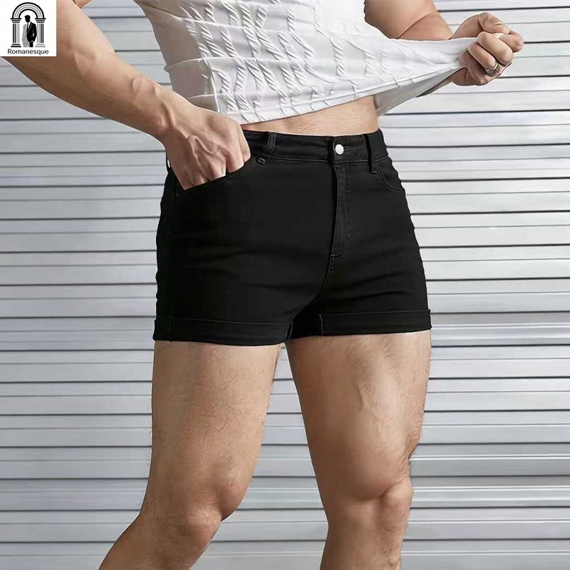 Celana Pendek Denim Putih Slim - Street Fashion Jeans Men ulasan dan harga