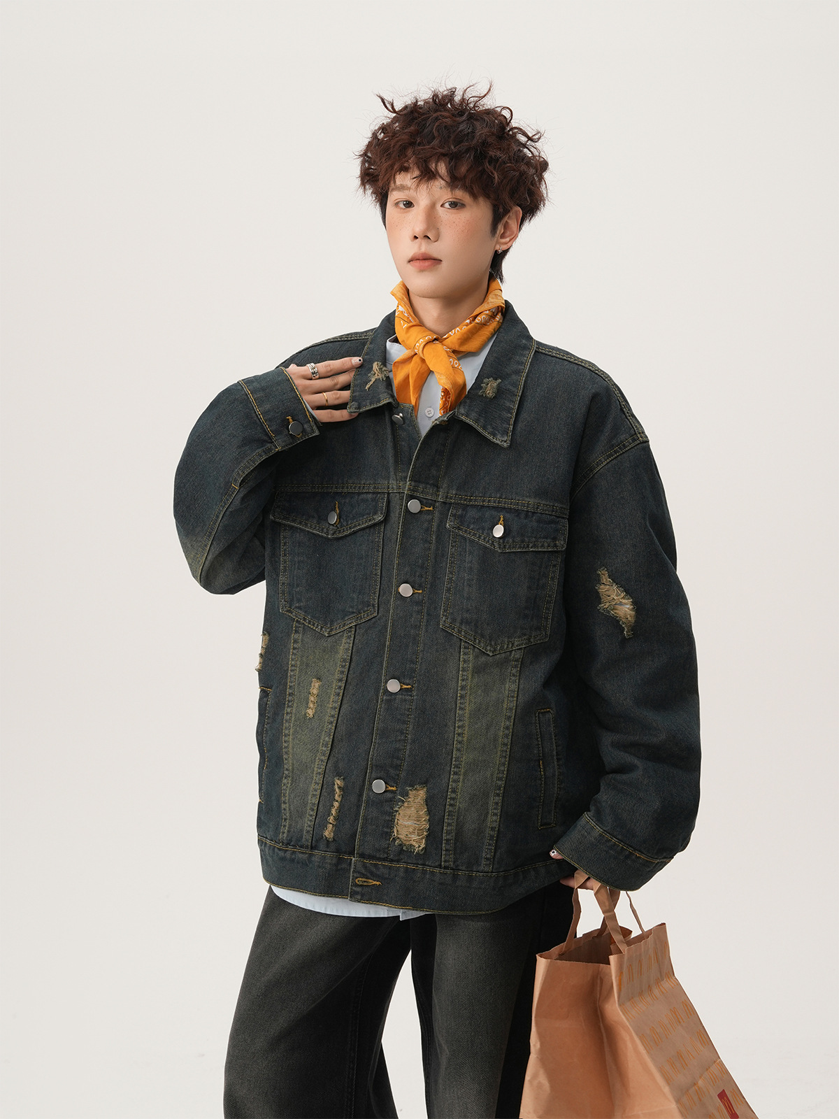 Jaket Denim Robek Gaya Amerika - Street Fashion Denim ulasan dan harga