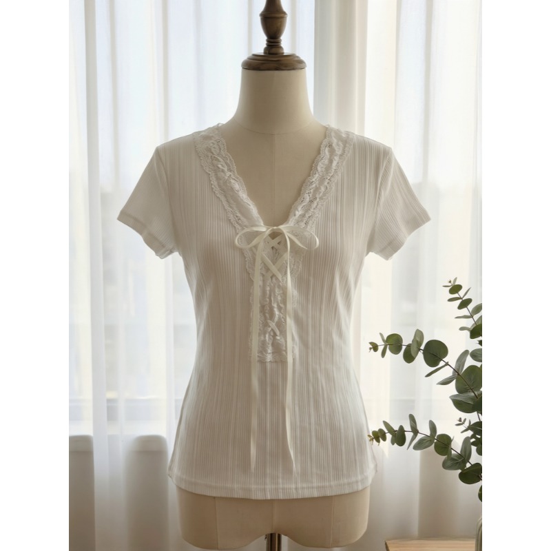 Kaus Lengan Pendek Dasi Modis  - Street Fashion Korean Girl ulasan dan harga