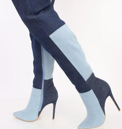Sepatu Bot Denim Dua Warna Bir - Street Fashion Denim ulasan dan harga