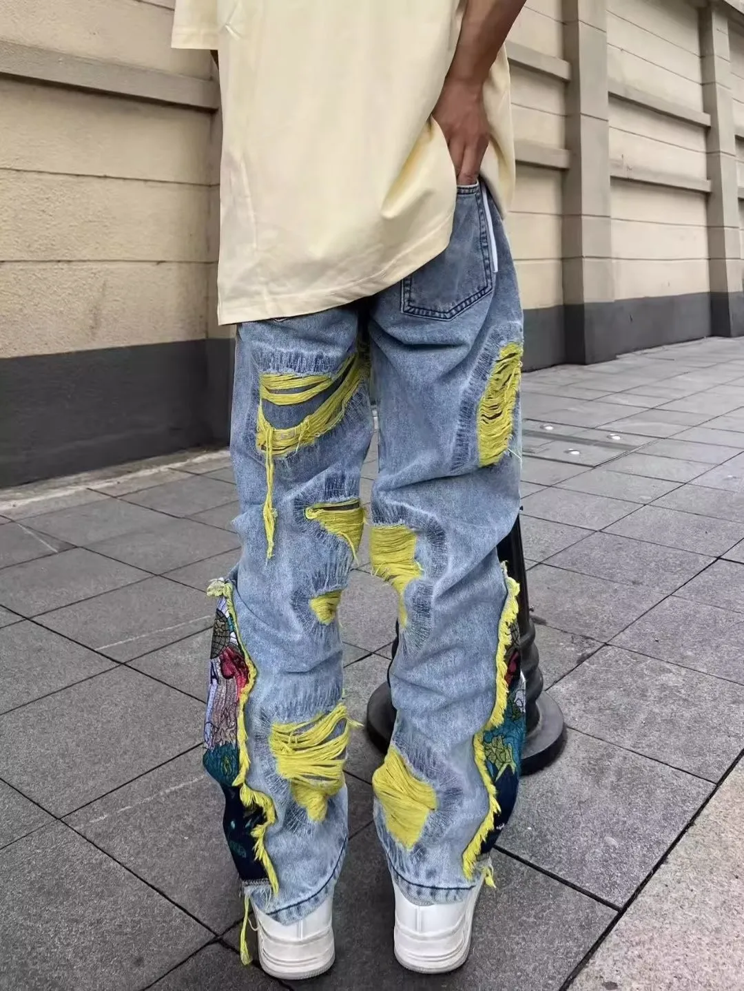 Jins dilapis bordir Hip-hop Vi - Street Fashion Jeans Men ulasan dan harga