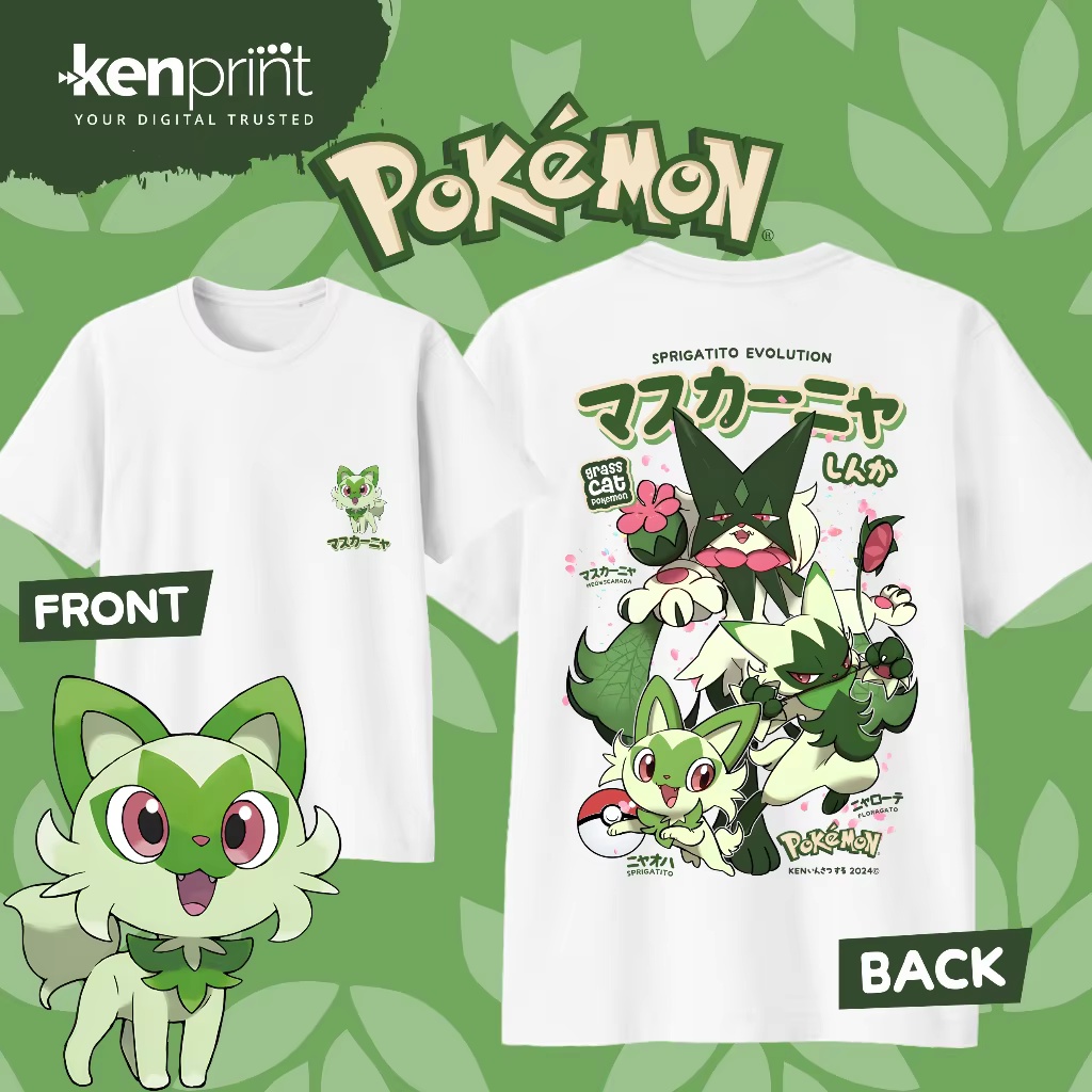 Kaus Katun Anime Pokémon Sprig - Street Fashion Evolution ulasan dan harga