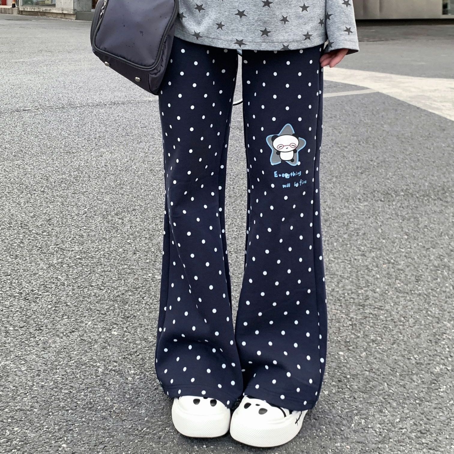 Celana Kasual Polka Dot Vintag - Street Fashion Korean Girl ulasan dan harga