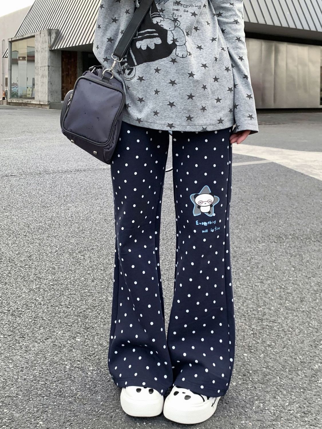 Celana Kasual Polka Dot Vintag - Street Fashion Korean Girl ulasan dan harga