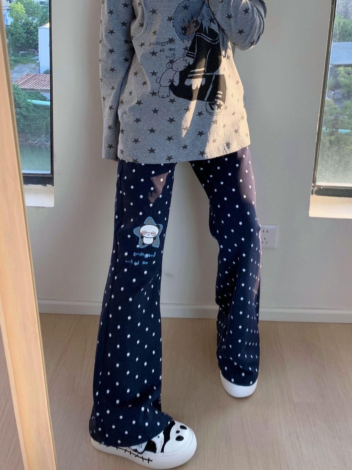 Celana Kasual Polka Dot Vintag - Street Fashion Korean Girl ulasan dan harga