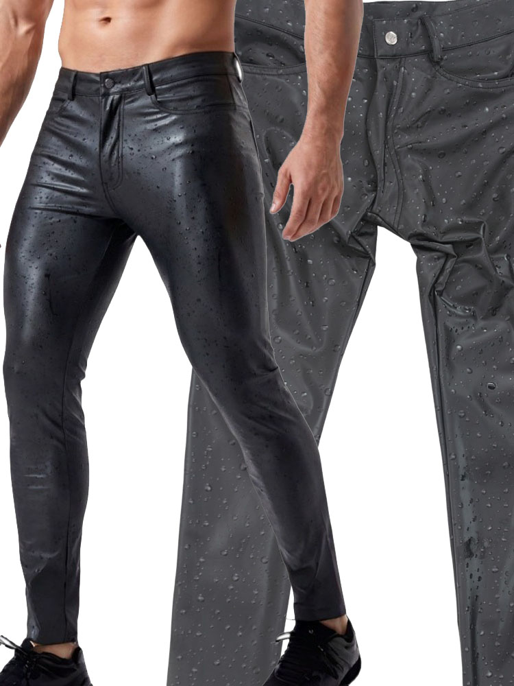 Celana Pensil Ketat Kulit PU E - Street Fashion Jeans Men ulasan dan harga